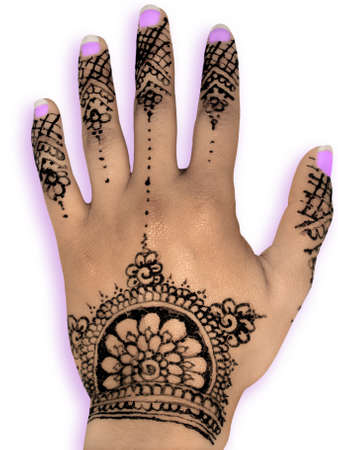 Henna hena mehendi design - isolated purple nails and shadow                       の写真素材