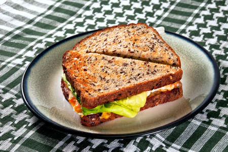 Egg Sandwich on a plateの写真素材