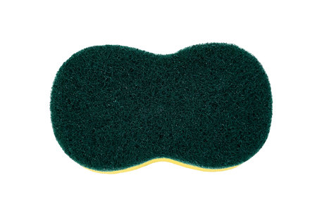 Dishwashing sponge scrubber cleaner scrub utensil abrasive soft isolated white background isolatedの写真素材