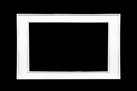Rectangular photo frame border shabby chic style beechwood white paint on black backdrop