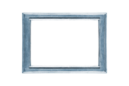 Wooden border photo frame blue washed minimalistic modern looking rectangularの写真素材