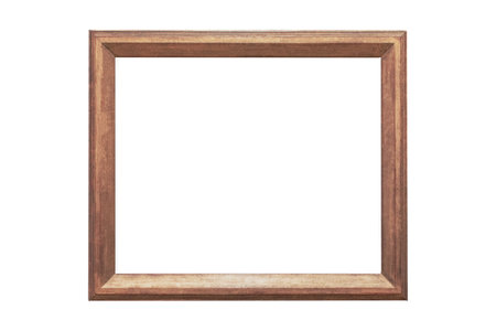 Wooden simple old photo frame white background minimalist golden redの写真素材