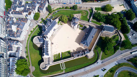 Aerial photo of Nantes castle, castle of the Dukes of Brittany, Loire Atlantiqueのeditorial素材