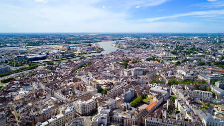 Aerial panorama of Nantes city, Loire Atlantique, Franceの写真素材