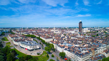 Aerial view of Nantes city center, Loire Atlantique, Franceの写真素材