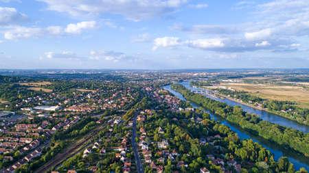 Aerial photography of Andresy cityの写真素材