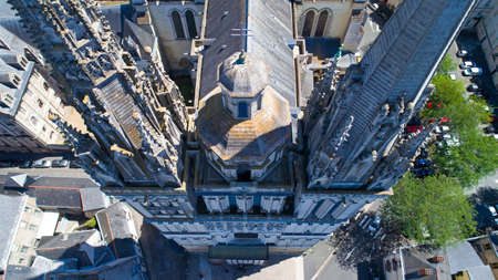 Aerial photo of Saint Maurice cathedral in Angersの写真素材