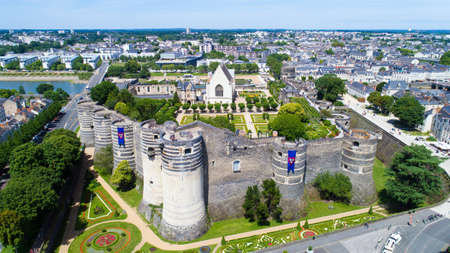 Aerial photography of Angers castle in Maine et Loireのeditorial素材