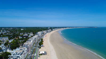 Aerial photo of La Baule beach in Loire Atlantiqueの写真素材