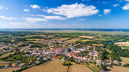 Aerial photo of Frossay village in Loire Atlantiqueの写真素材
