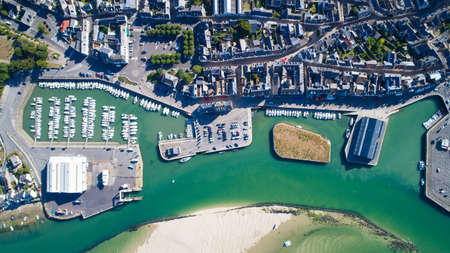 Aerial photo of The Croisic town center and portの写真素材