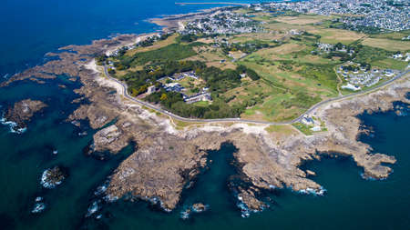 Aerial view of Le Croisic point in Loire Atlantiqueの写真素材