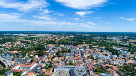 Aerial photography of Machecoul cityの写真素材