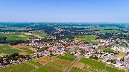 Aerial view of Monnieres village in Loire Atlantiqueの写真素材