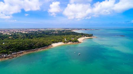 Aerial view of the Anse Rouge bay in Noirmoutierの写真素材