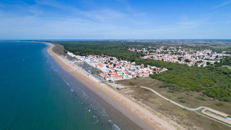 Aerial view of Notre Dame de Monts in Vendeeの写真素材