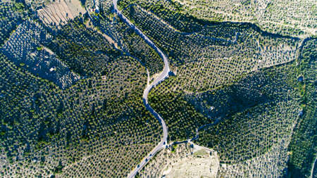 Aerial photo of a road in the mountains, Spainの写真素材