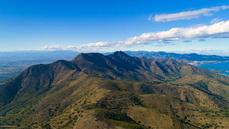 Aerial photo of Cap de Creus natural park in Cadaques, Spainの写真素材
