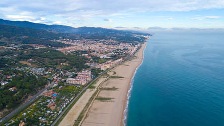 Aerial photo of Canet de Mar, Catalonia, Spainの写真素材