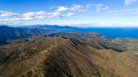 Aerial photo of Cap de Creus natural park in Cadaques, Spainの写真素材