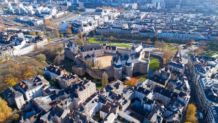 Aerial photography of Nantes castle in Autumn 2017の写真素材