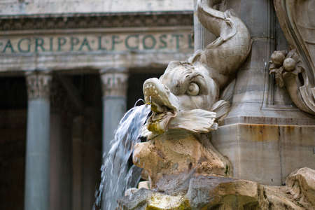 Close-up of the Fontana Del Pantheon in Rome, Italyの写真素材