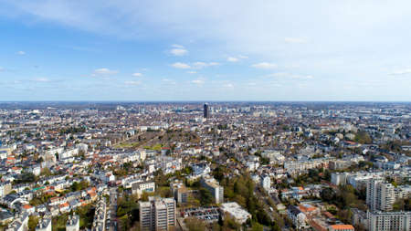 Aerial view of Nantes city center in Loire Atlantique, Franceの写真素材