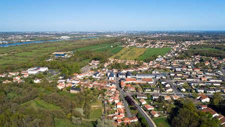 Aerial photography of Saint Jean de Boiseau village in Loire Atlantiqueの写真素材