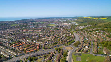 Aerial photography of Folkestone city, Kent, Englandの写真素材