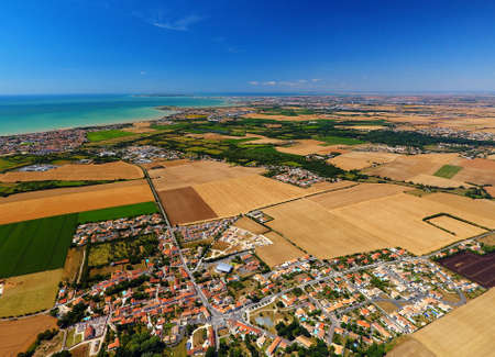Aerial photo of Saint Vivien village in Charente Maritimeの写真素材