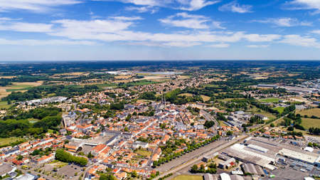 Aerial view of Machecoul city in Loire Atlantiqueの写真素材