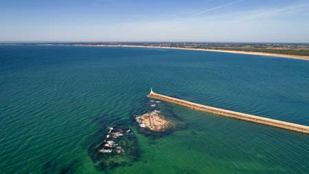 Aerial view of La Turballe beach, from Le Croisic in Loire Atlantiqueの写真素材