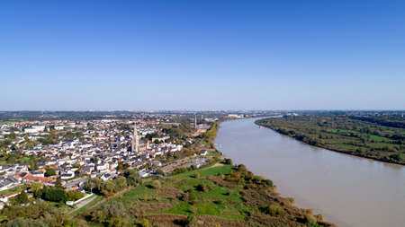 Aerial view of Coueron city in Loire Atlantiqueの写真素材