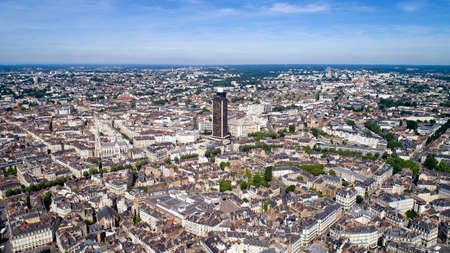 Aerial view of Nantes city center in Loire Atlantiqueの写真素材