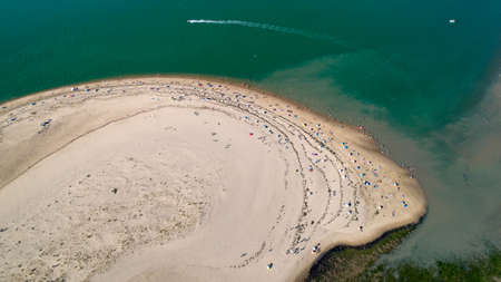 Aerial view of the Galon d'Or beach, La Tremblade, Charente Maritimeの写真素材