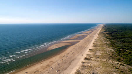 Aerial view of the wild Atlantic coast in La Tremblade, Charente Maritimeの写真素材