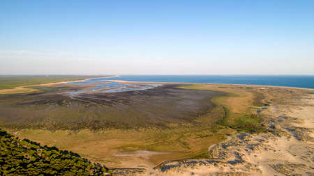 Aerial view of Bonne Anse bay in La Palmyre, Charente Maritimeの写真素材