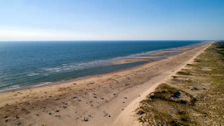 Aerial view of the wild Atlantic coast in La Tremblade, Charente Maritimeの写真素材