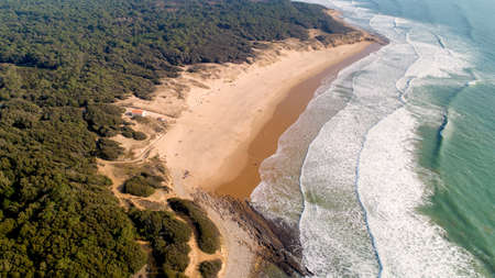 Aerial view of the Mine beach in Jard sur Mer, Vendeeの写真素材