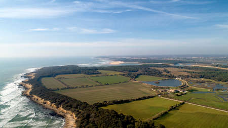 Aerial view of the Payre point and Bouliniere marshes in Vendee, Franceの写真素材