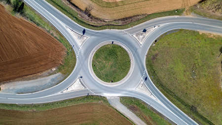 Aerial photo of a roundabout in Le Langon, Vendeeの写真素材