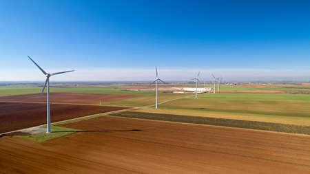 Wind turbines in the fields, Le Langon, Franceの写真素材