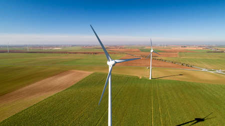 Wind turbines in the fields, Le Langon, Franceの写真素材
