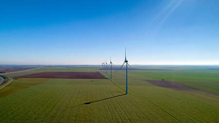 Wind turbines in the fields, Le Langon, Franceの写真素材