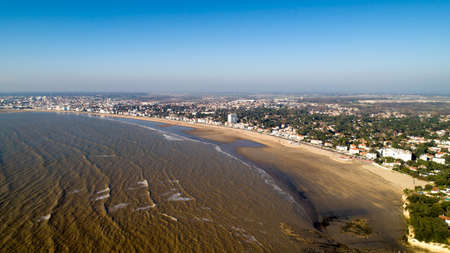 Aerial view of Royan beach at sunset, in Chanrente Maritimeの写真素材