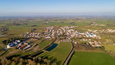 Aerial photography of Mormaison village in Vendeeの写真素材