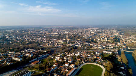 Aerial view of Saintes city in Charente Maritimeの写真素材