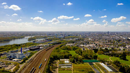 Aerial view of Nantes city skyline in Loire Atlantique, Franceの写真素材