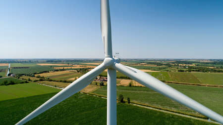 Close up photography of a wind turbine in the countryside, Franceの写真素材