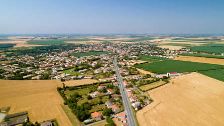 Aerial photo of Sainte Gemme La Plaine in Vendeeの写真素材